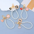 Fashion Cherry Pearl Keychain Cute Mini Zinc Alloy Durable Key Ring Wristlet Jewelry Pendant Charm Promotion Gift Accessories
