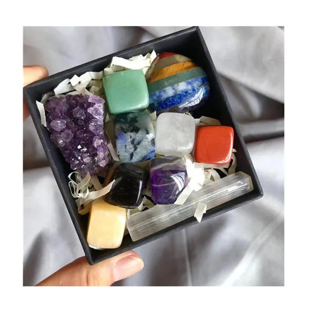 New Arrivals Natural Crystal 7 Chakra Set with Box Spiritual Healing Products Chakra Wholesale Sets for Decoration