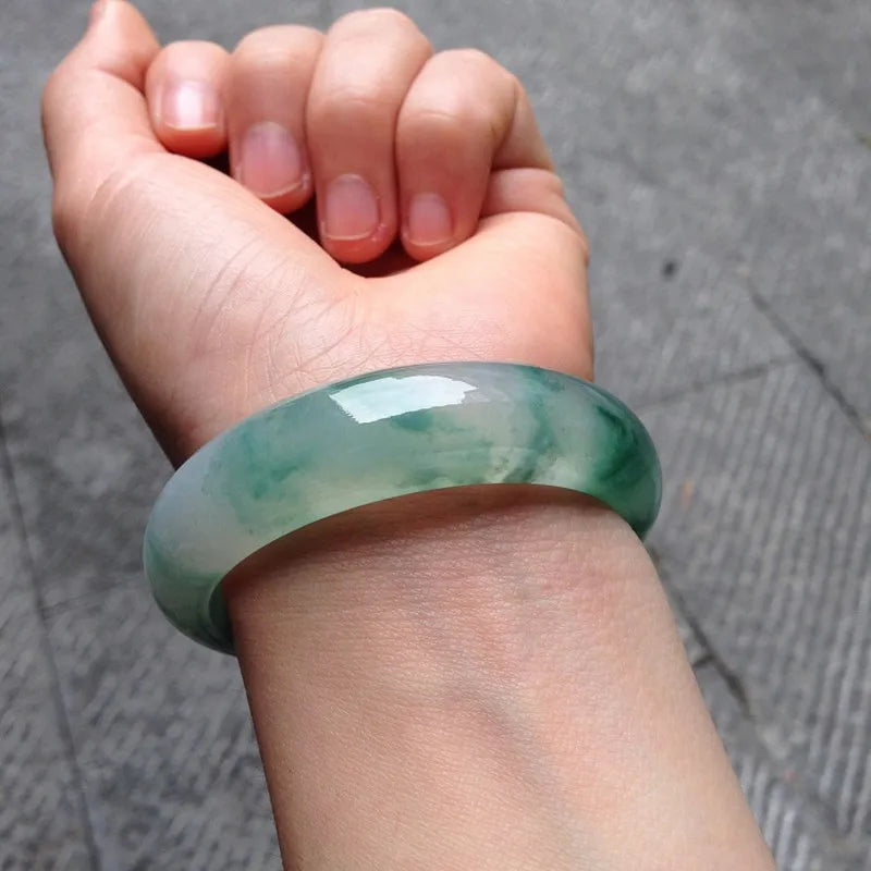 Natural Myanmar Jadeite Bangles With Certificate Ice Jade Bracelet Gemstone Lavender Flower Natural Jade Bangles Jewelry