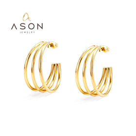Ason Trend Bulk Wholesale Fashion Jewelry Manufacturer Custom Stainless Steel Women Jewelry 18K Gold Plated Earrings for Ladies