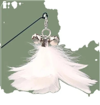 Wholesale Interactive Teaser Toy for Cats Eco-Friendly Wooden Handle Cat Toy Spring Feather Bell Sticker Interactive Cat Toy
