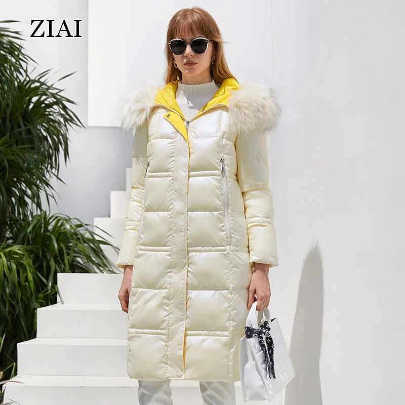 New Winter Long Big Fur Collar Jacket Stitching Fashion Thick Coat Can Be Worn at Minus 20 Degrees Winter Clothes for Women