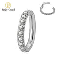 ASTM F136 Titanium Side Prong Set Half Circle Cubic Zircon Nose Cilcker Conch Piercing