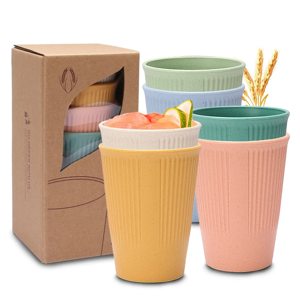 High Quality Home Water Drink Wheat Straw Brushing Cup Mug Set Drinking Milk Tumbler Cup Travel Reusable Wheat Straw Coffee Mug