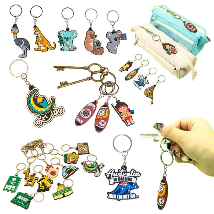 High Quality Arabic Cartoon Carabiner Keychain Soft PVC Dubai Tower and Camel Design for Tourists and Promotional Gifts