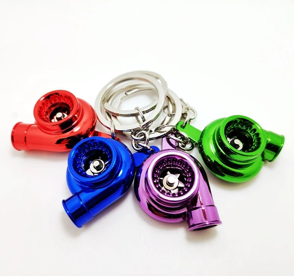 Metal Turbo Car Parts Keychain with Sleeve Bearing High-Speed Spinning Zinc Alloy Laser Engraved