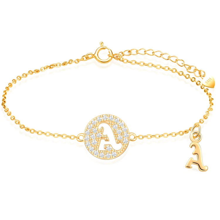 Initial Bracelet 925 Sterling Silver Letter Bracelets Rose Gold