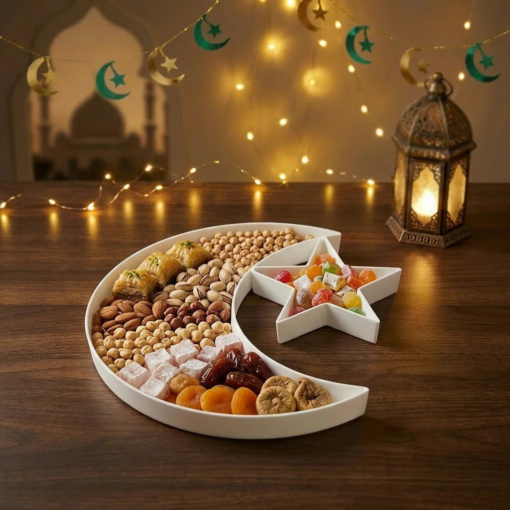 10" Paperboard Crescent Moon Shaped Gift Paper Box Sweet Food Packaging for EID Mosque Islam