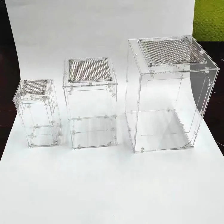Factory Custom clear square Reptile Cage Pmma Plexiglass Acrylic Pet Reptile Feeding Cage Box Plastic Acrylic Pet Squirrel Cages