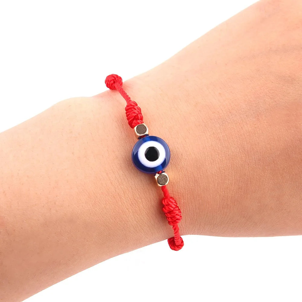 Handmade Seven Knots Red Black String Eye Braided Rope Adjustable Bracelet Turkish Blue Eye Bracelets