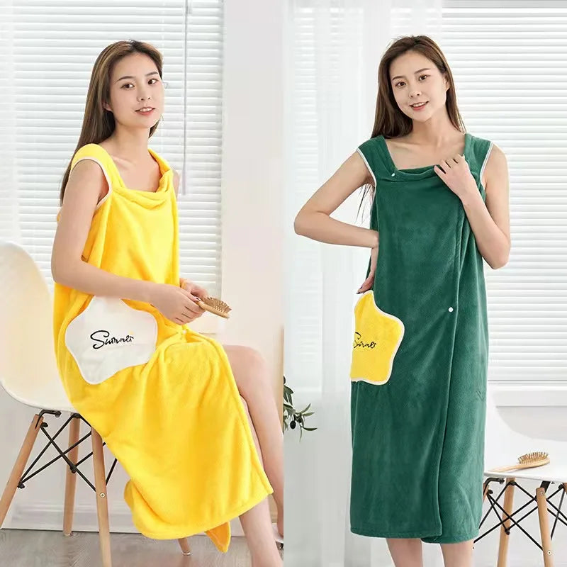 New Quick-drying Absorbent Thicker MicroFiber Smart Wearable Bath Robe Wrap Spa Cocoon Microfiber Towel Dress With Armholes