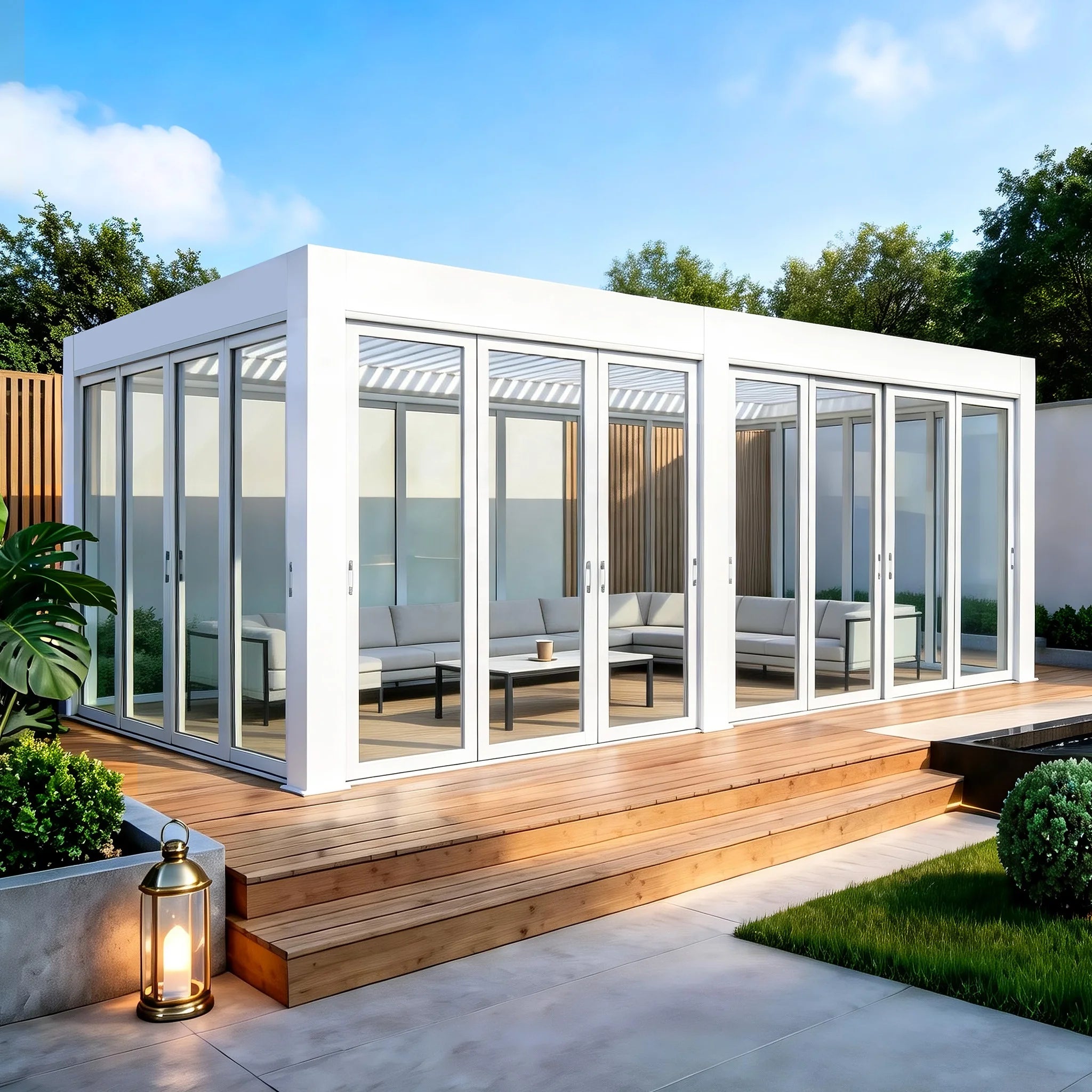 Modern Outdoor Yard Terrace Roof Rainproof Electric Adjustable Motorized Gazebo Bioclimatic Louvered Aluminum Pergola