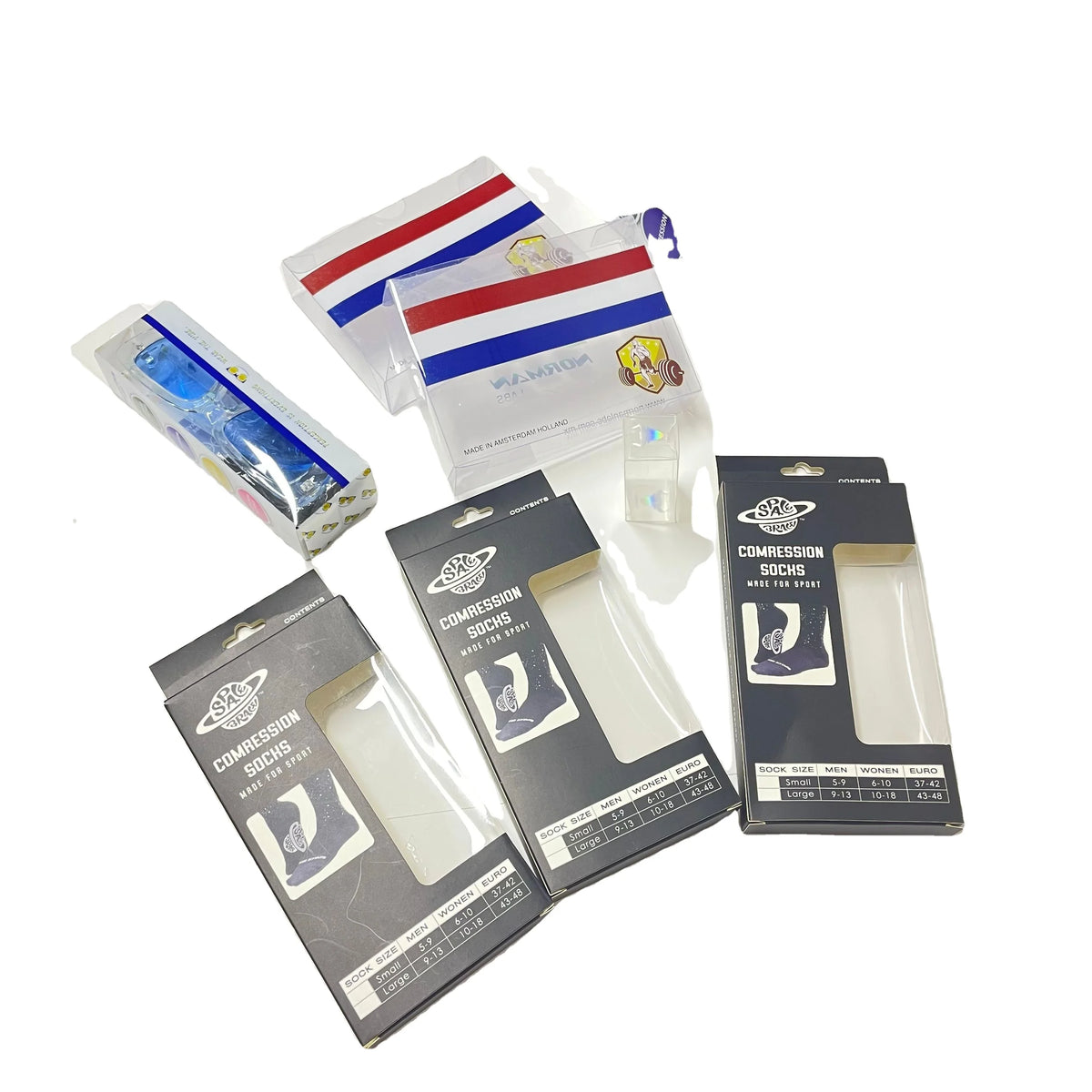 Custom Clear PVC Plastic Hanger Clamshell Double Blister Packaging Box for Socks