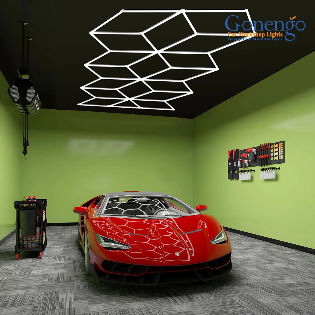 Gonengo High Brightness 6500K Polygonal Geometric Snowflake Lights 387W Led Light Fixtures for Garage