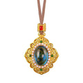 Copper-Plated Gold Enamel Ocean Heart Pendant Women's Classical Retro Necklace Alluvial Gold Simulation Gold Pendant Jewelry