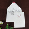 600 Gsm White Cotton Paper Wedding Invitation Letterpress Ink Print Card Lined Envelope