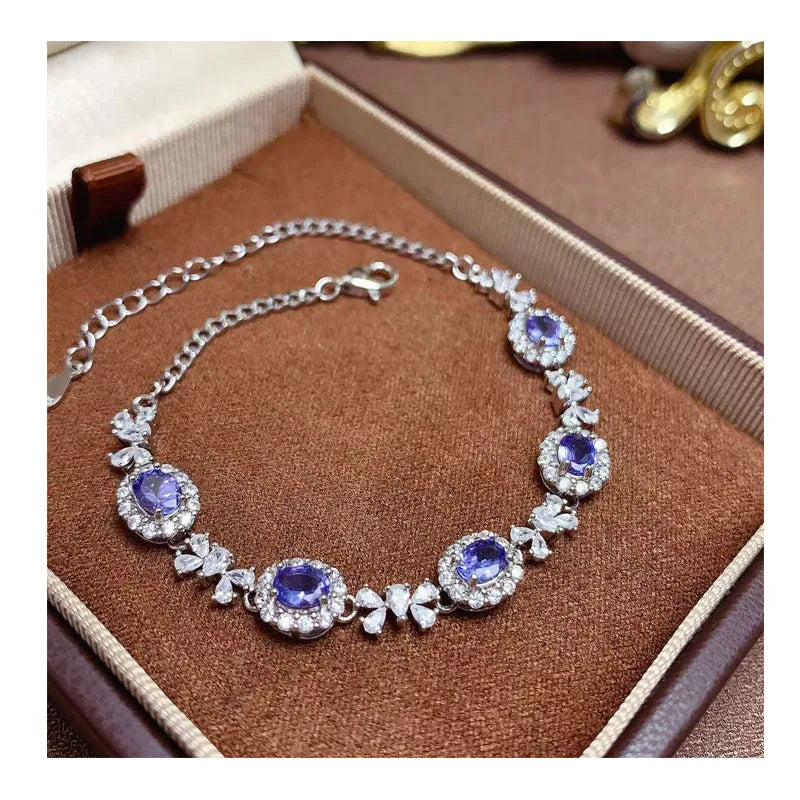 Good Price 925 Sterling Silver Natural Tanzanite Jewelry Women Bracelet Wholesale for Girls