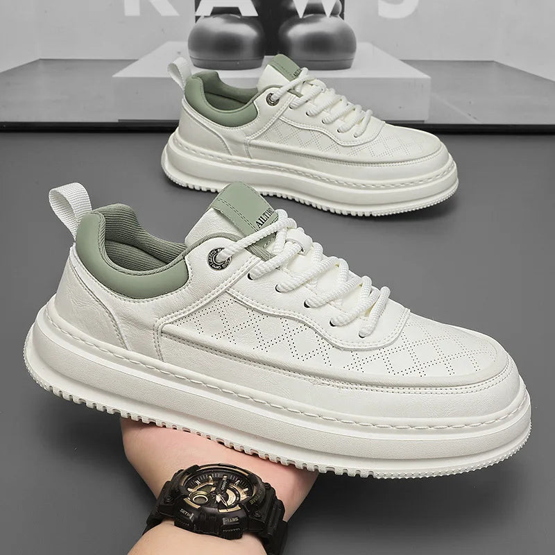 Y Fashion Men's Breathable Lightweight White Shoes Casual Thick Soled Sneakers Trendy Shoes