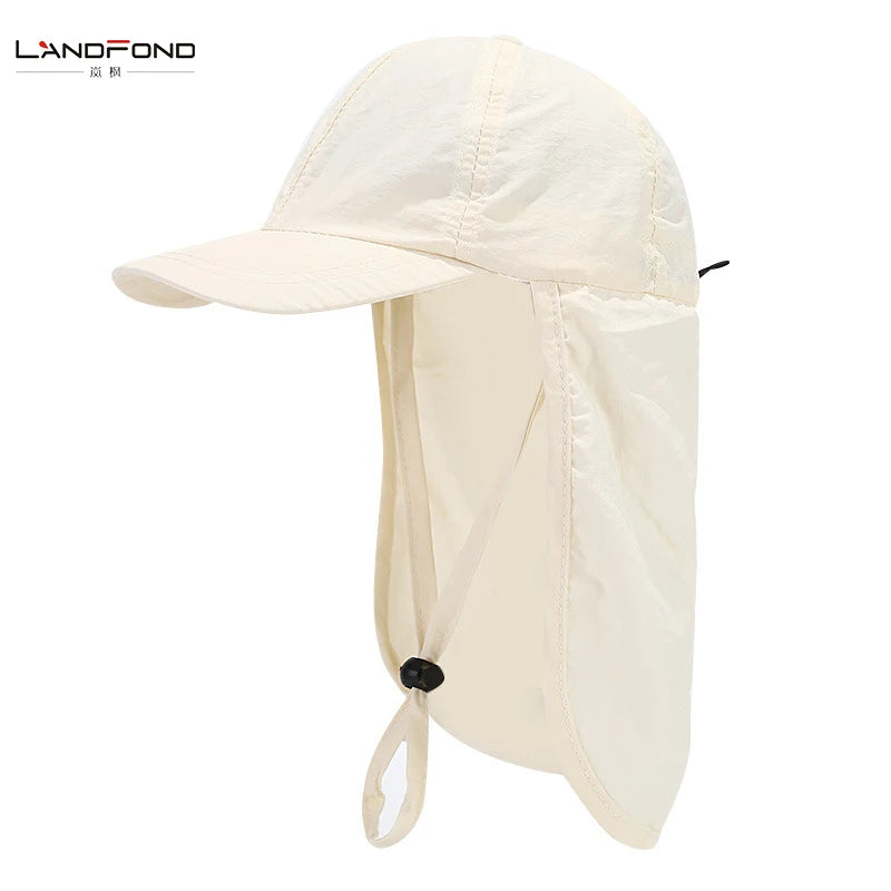 Landfond Kids Outdoor Sun Protection Fishing Hat Foldable Anti-UV Fisherman's Cap Breathable Quick-drying Hiking Fishing Hat