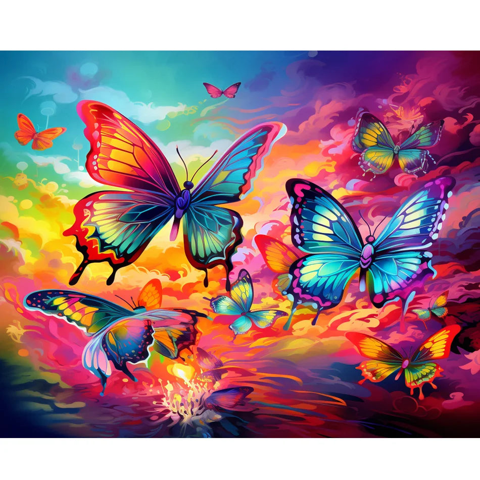 DIY Diamond Painting Handpainted Cross Stitch Butterfly Animal Pattern 30x40cm/12x16inch Embroidery Rhinestone Decor Landscape