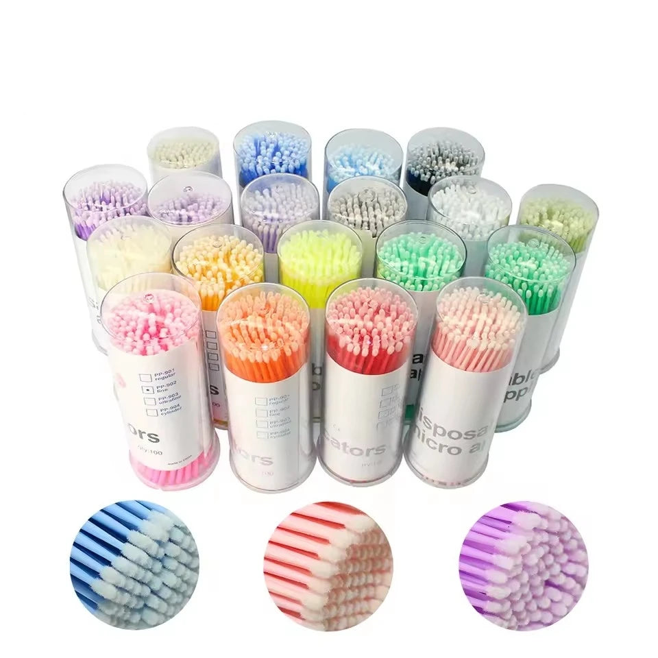 100Pcs/Box Disposable Micro Brushes Applicators Eyelash Extension Cleaning Swabs Lash Lift Glue Remover Lip Gloss Concealer Eye