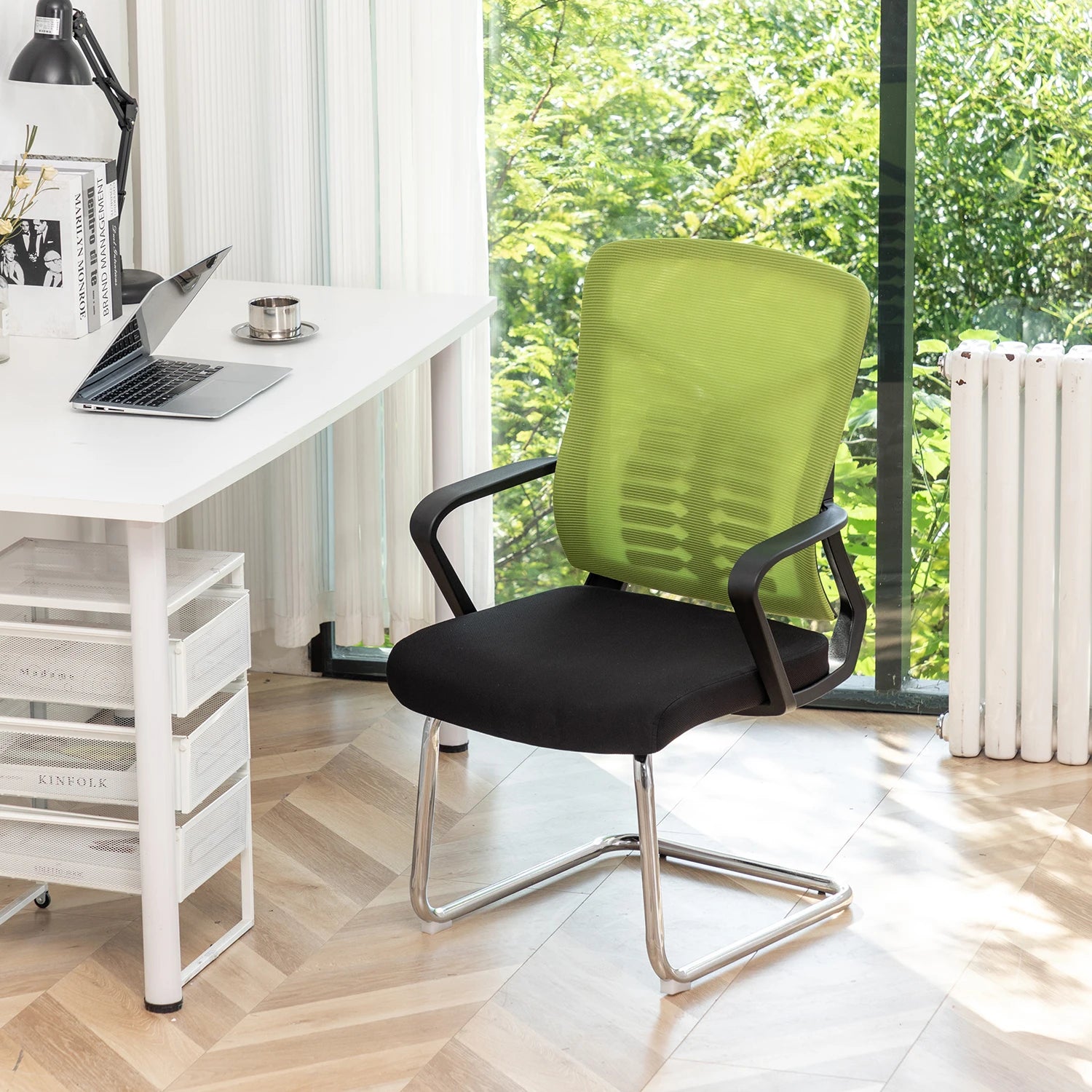 Wholesale Simple Visitor Chair Fixed Armrest Mesh Computer Armrest Office Chair Without Wheel