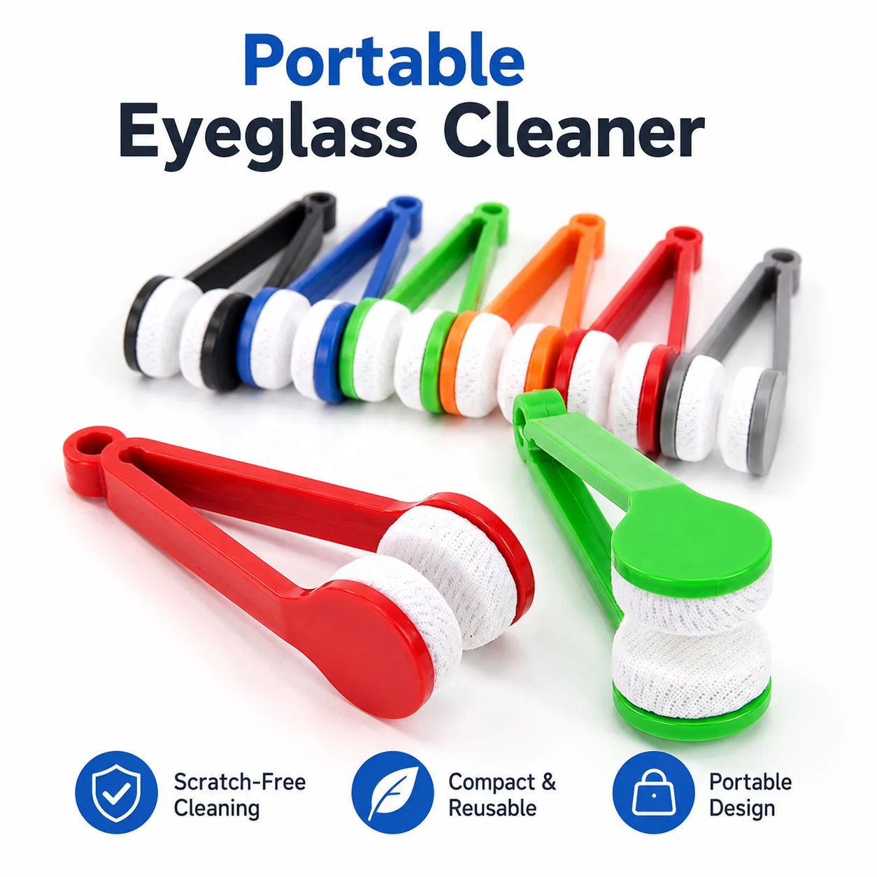 Custom Logo Portable Eyeglass Cleaner Microfiber Glasses Cleaning Clip Scratch-Free Lens Tool for Sunglasses Wholesale