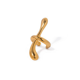 J&D Jewelry 18K IP Gold Plated Tear Bar Cuff Earring Stainless Steel Waterdrop Ear Clip for Girls