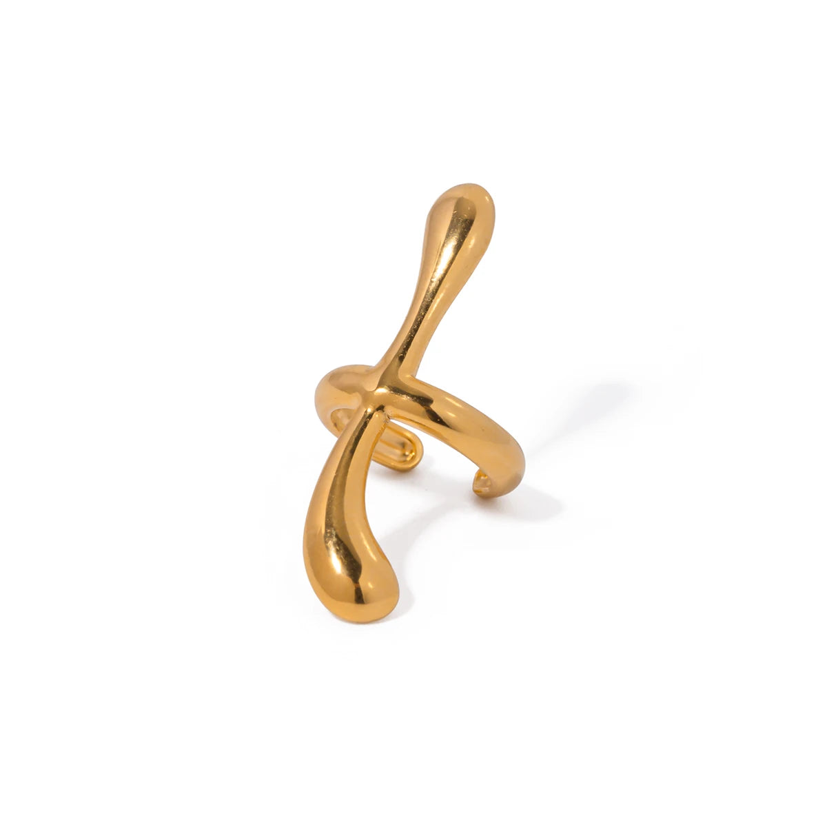 J&D Jewelry 18K IP Gold Plated Tear Bar Cuff Earring Stainless Steel Waterdrop Ear Clip for Girls