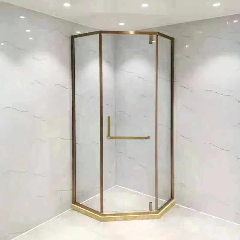 Luxury Diamond Bathroom Tempered Glass Shower Enclosure with Stainless Steel Frame and Hinge Modern Design for Hotel Use