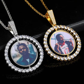 New Arrived Custom Picture Necklace Photo Pendant Necklace Stainless Steel Personalized Zircon Color Photo Necklace