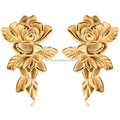 Evorte New Stainless Steel Flower Ear Hanger Chunky Dangle Weights Cool Ear Gauges Plug Stretcher 18K Gold Plated Body Piercing