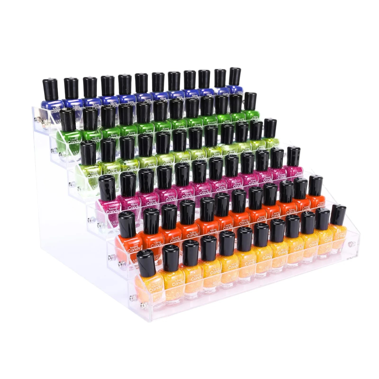 Modern for UV Coated 6-Layer Clear Acrylic Easy Assembly Nail Polish Essential Oils Shelf Display Organizer Holder for 72
