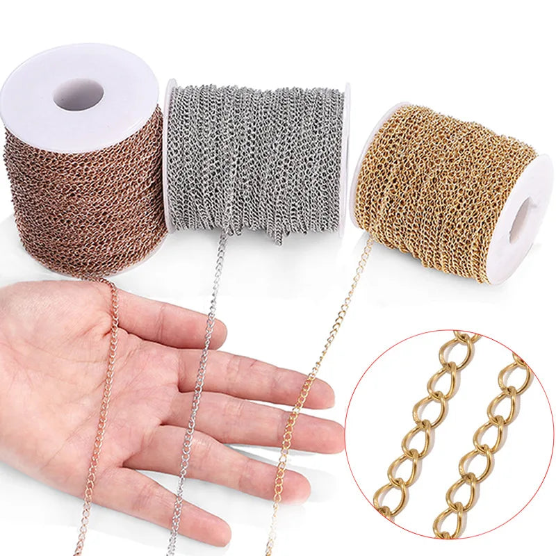 Stainless Steel Jewelry Accessories PVD Gold Plated Tail Chain Finding Extension Chain Roll for Jewelry Making