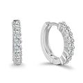 Secure Hinged 925 Silver Hoops | 14mm & 16mm Rhodium Plated with Front Zirconia | Hypoallergenic Circle Earrings