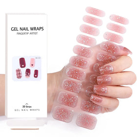 OEM ODM Christmas Factory Price Semi Cured Nail Stickers Adhesive UV Gel Nail Sticker Custom Logo Sticker Gel Nail