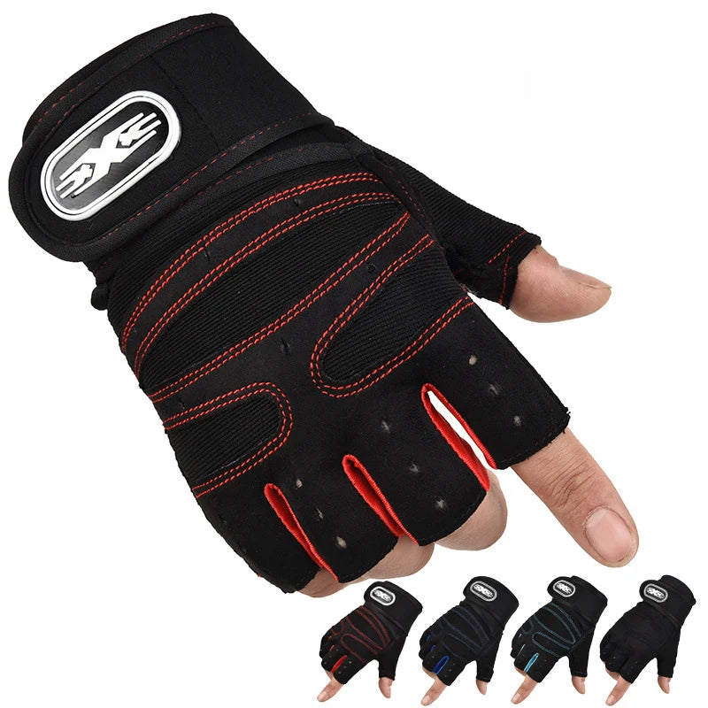 2023 Custom Logo Sports Workout Wrist Wrap Gel Pad Half Finger Fitness Outdoor Support Weightlifting Gym Gloves for Men