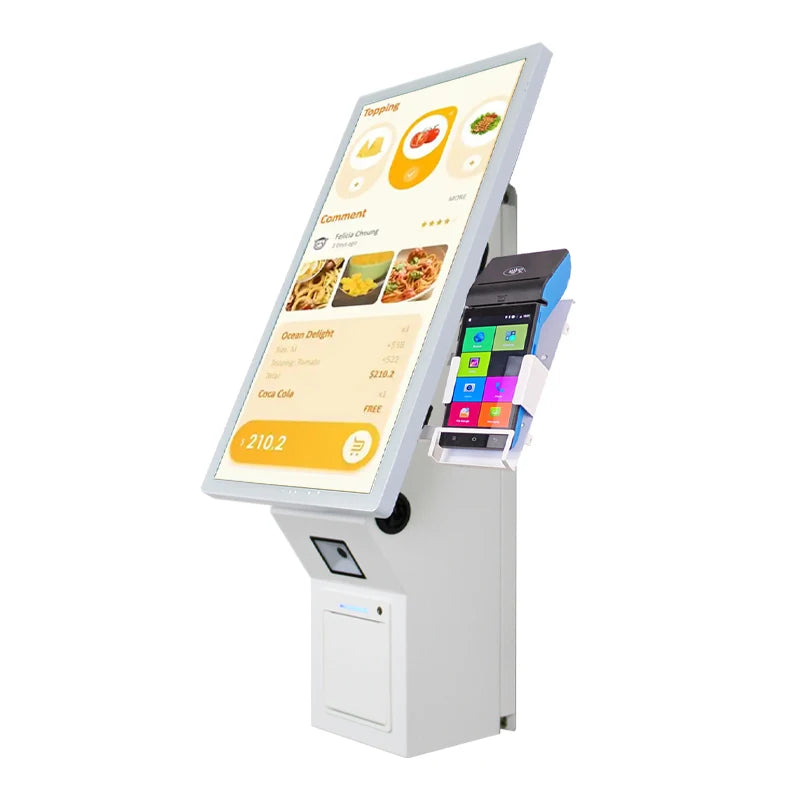 21.5 Inch Android All-in-One Self-Service Kiosk with Printer & QR Scanner - Wall Mount Payment Terminal for Restaurant/Retail