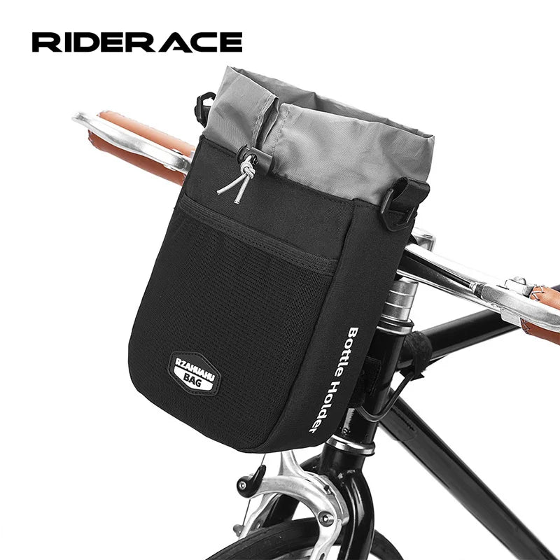 RIDERACE Handlebar Drink Holder Bag Large Capacity Bike Water Bottle Holder Bag Multifunctional Cycling Waterproof Front Bag