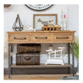Innova Home Living Room Furniture Metal Frame Black Coated & Wooden Top Hallway Console Table Storage Corner Entrance Side Table
