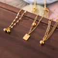 Chic Letter Luck Small Square Pendant Anklet Women's Ball Stainless Steel 18k Gold Plated Minimalist Versatile Splicing Anklet
