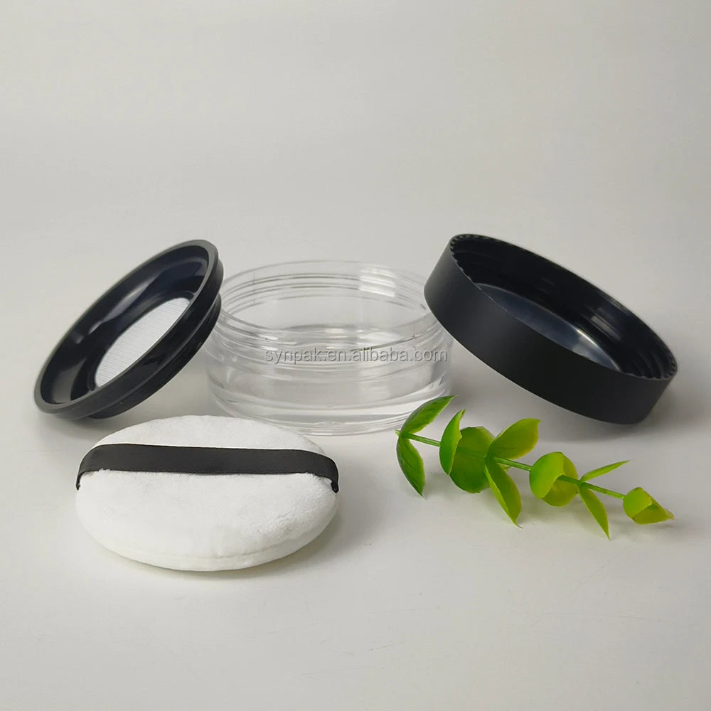 Mini Portable 10ml Black Elastic Mesh Cosmetic Box Large Capacity Empty Powder Puff Setting Box Small Size for Lotion Use