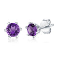 S03A Abiding Jewelry New Product Rhodium Plated 925 Sterling Silver Stud Natural Amethyst Gemstone Earrings
