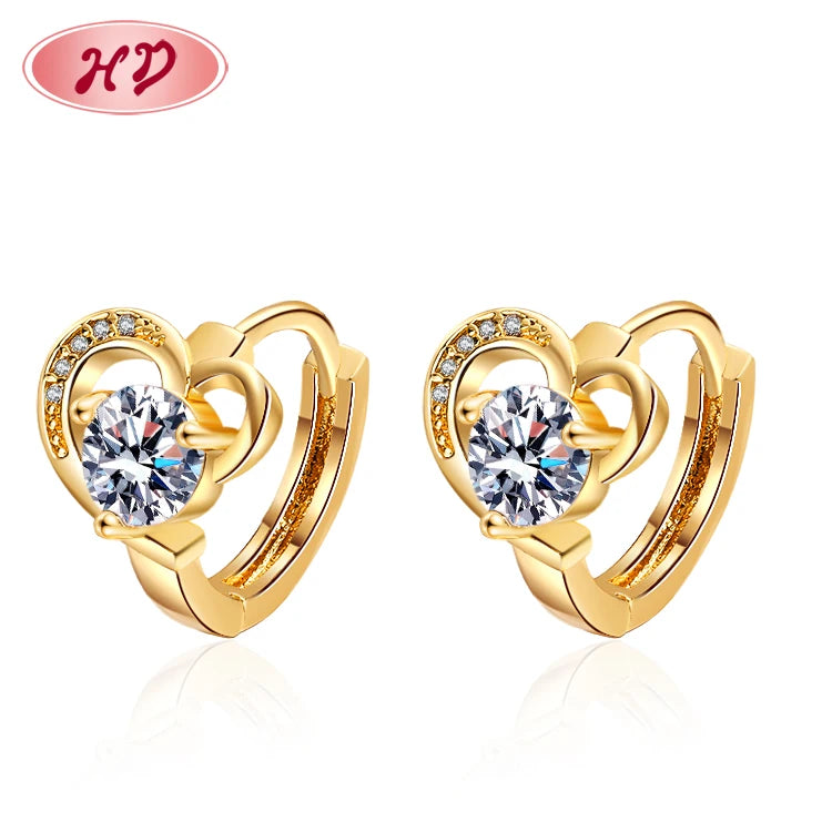 Wholesale  Hypoallergenic Heart-Shaped Earring 18K Gold Plated Women Fashion Huggies Earrings Trend 2023