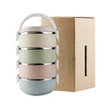 2.1L 4 Grid Thermal Insulated Cute Plastic Dual Tier Eco-Friendly BPA Free Adult & Kid Lunch Box with Detachable Lid