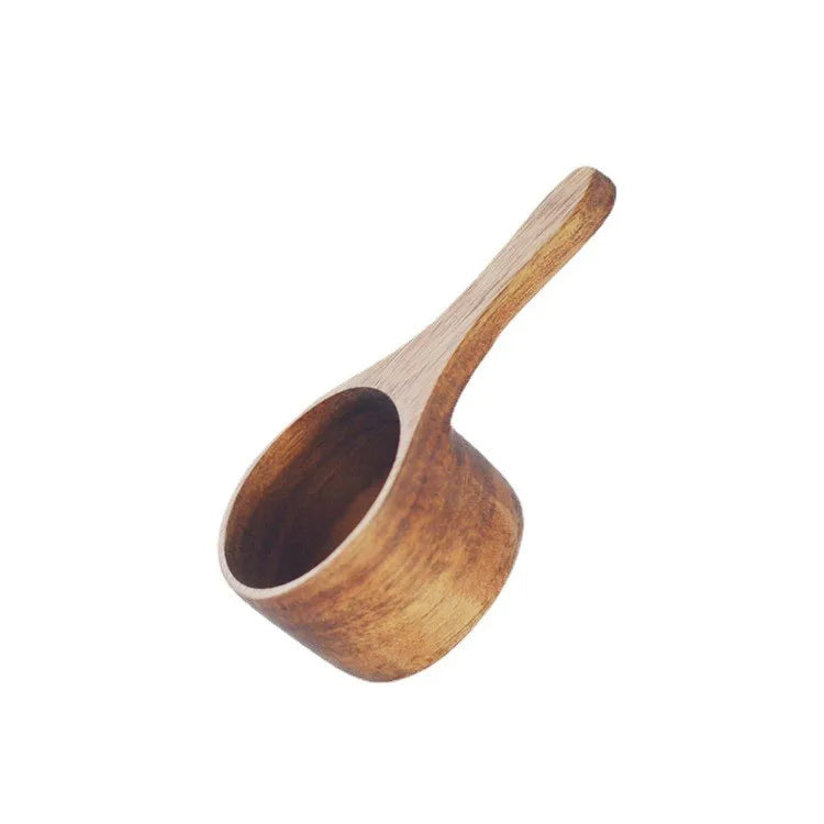 Cute Design Coffee Beans Measuring Scoop Protein Powder Tablespoon Short Handle Acacia Wood Coffee Bean Spoon for Kitchen