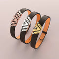 Hot Selling Customized Engraved Family Name Beads Gold Plated Stainless Steel Leather Bracelet Stylish Trendy Mother's Day Gift