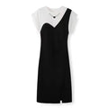 Women's Dress Casual Color Combination Washable Short-sleeved Dress for Girls Loose Dress