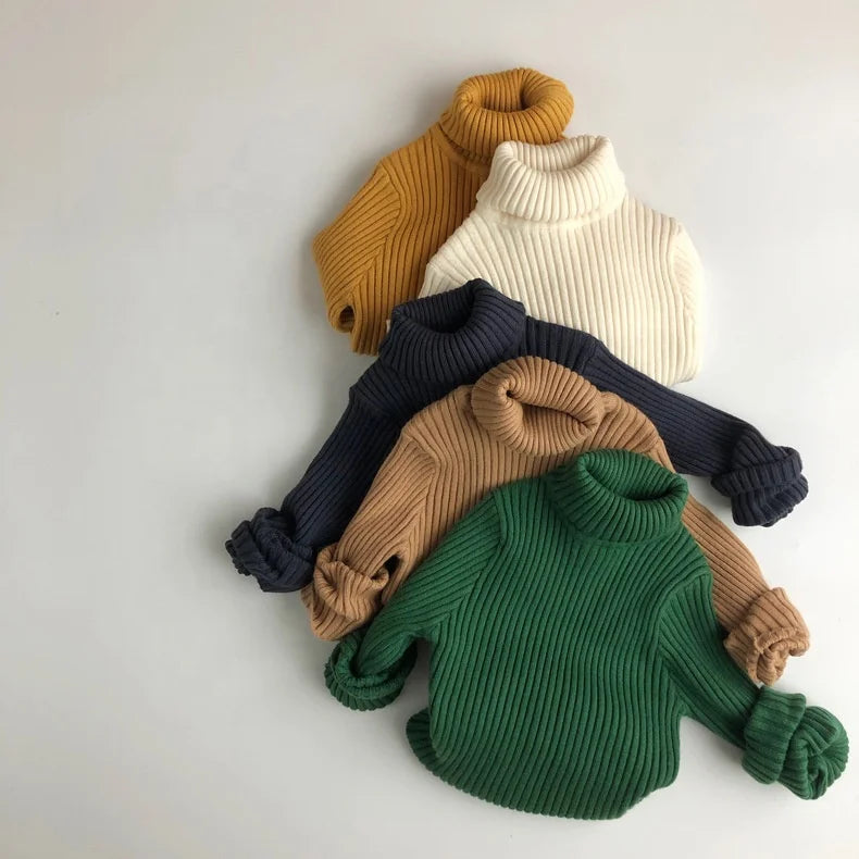 Spring New Baby Turtleneck Sweater Children Clothing Boys Girls Knitted Pullover Toddler Sweater Kids Sweater Tops