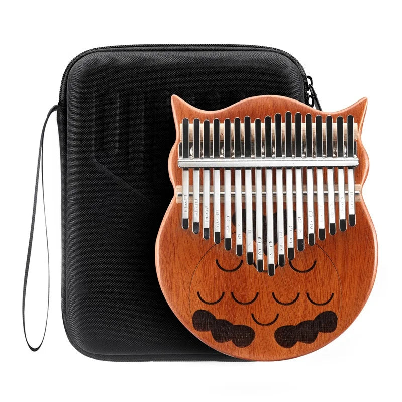 MELODIC KLM17-1 Owl-pattern 17 Keys Thumb Piano with Laser Logo Maple Wood Natural Color Carry Case